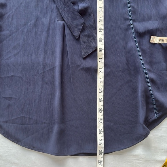 Buckle True Navy Boho Peasant Blouse Cold Shoulder Flowy Lightweight Tie Neck - Picture 6 of 14